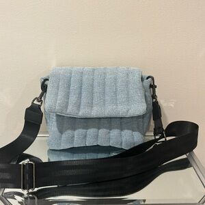 Think Royln Denim Crossbody bag with Black Strap